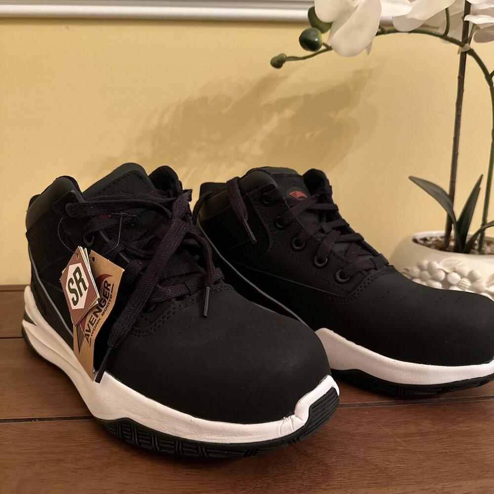 Avenger Reaction Mid Womens Size 7.5 Black Outdoor Safety Work Boots Shoes A830